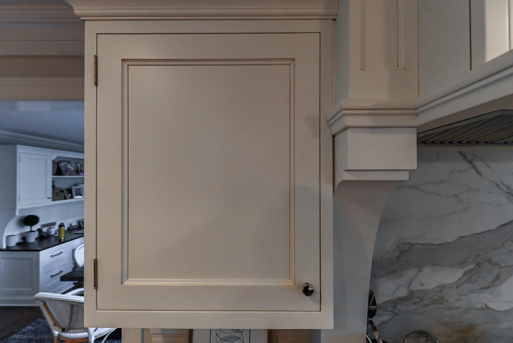 Traditional White Kitchen with Marble Top Island, Desk Area & Luxe Appliances