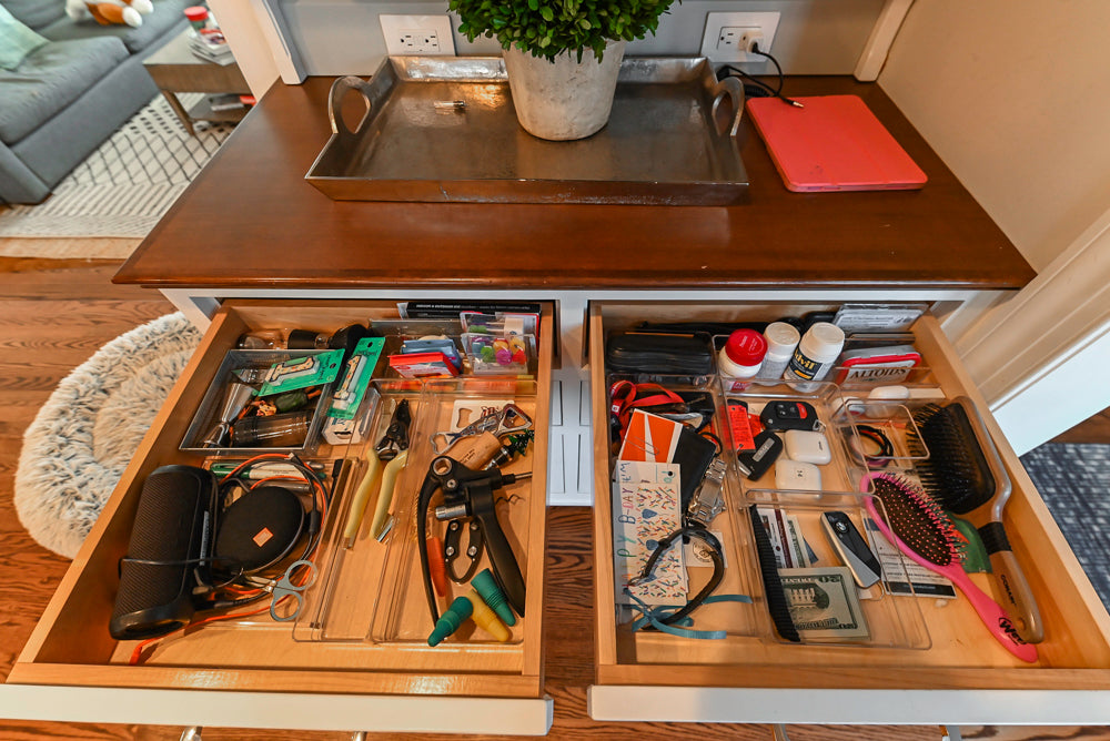 Traditional White Kitchen with Marble Top Island, Desk Area & Luxe Appliances