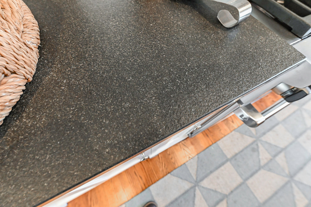 Traditional White Kitchen with Marble Top Island, Desk Area & Luxe Appliances