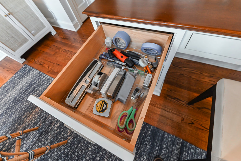 Traditional White Kitchen with Marble Top Island, Desk Area & Luxe Appliances