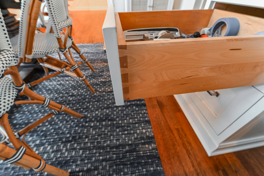 Traditional White Kitchen with Marble Top Island, Desk Area & Luxe Appliances