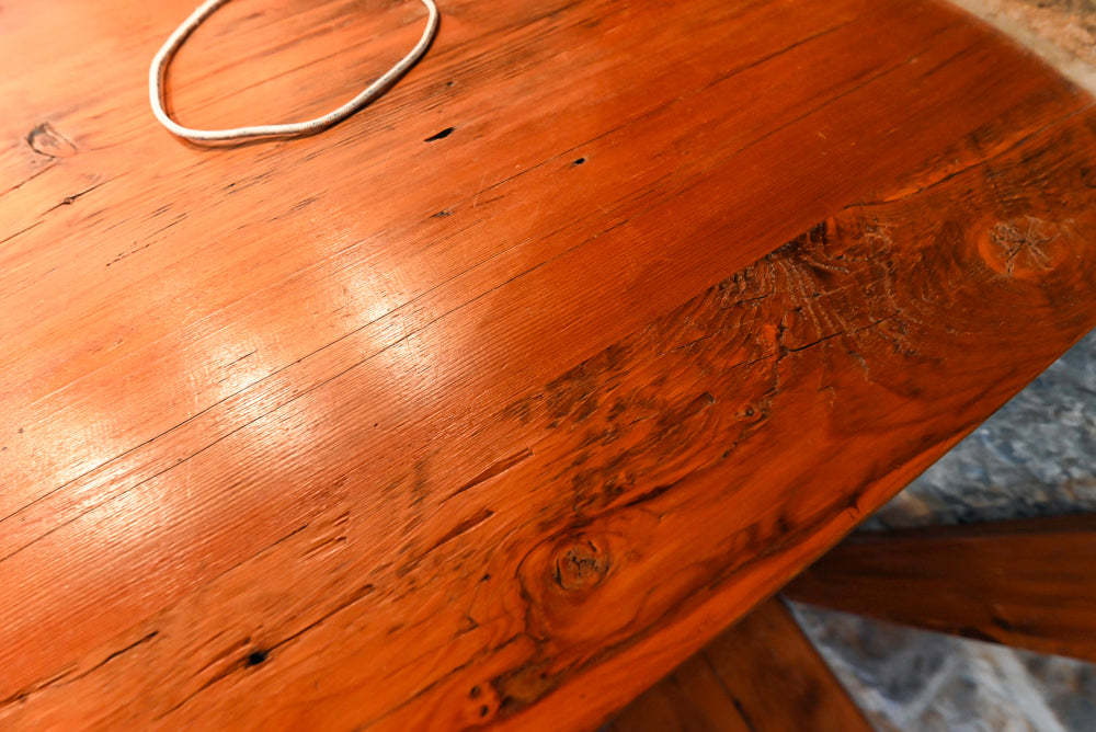 Rustic Traditional White & Navy Kitchen with Black AGA Range, Wood Top Island & Soapstone Countertops