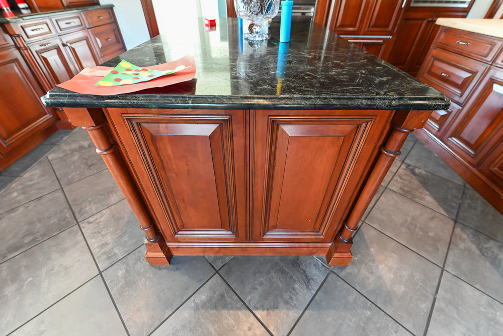 Wood-Mode Traditional Wooden Kitchen with Island, Granite Countertops & Luxe Appliances