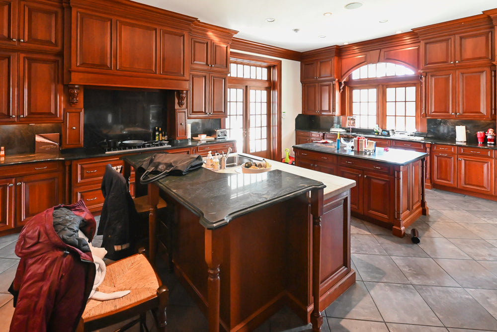 Wood-Mode Traditional Wooden Kitchen with Island, Granite Countertops & Luxe Appliances