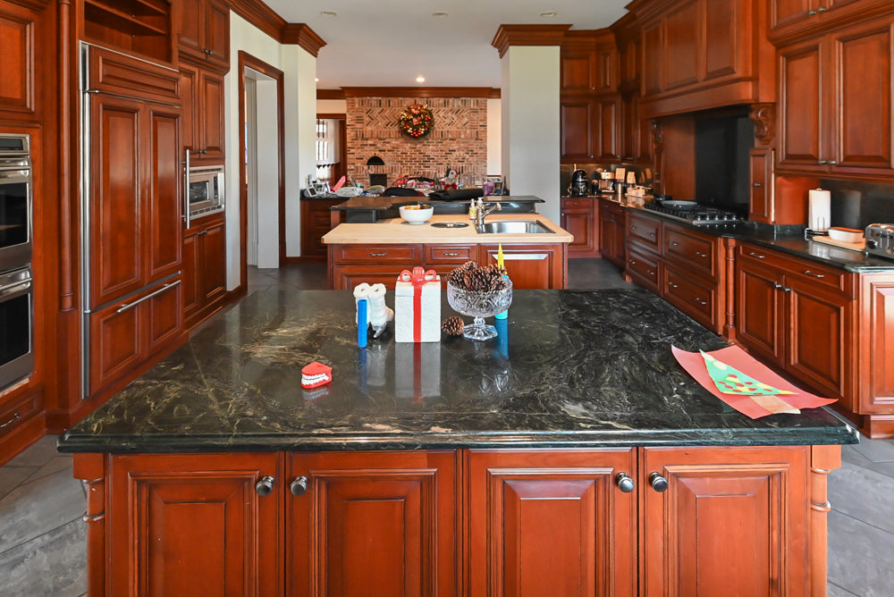 Wood-Mode Traditional Wooden Kitchen with Island, Granite Countertops & Luxe Appliances