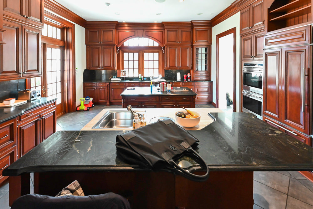 Wood-Mode Traditional Wooden Kitchen with Island, Granite Countertops & Luxe Appliances