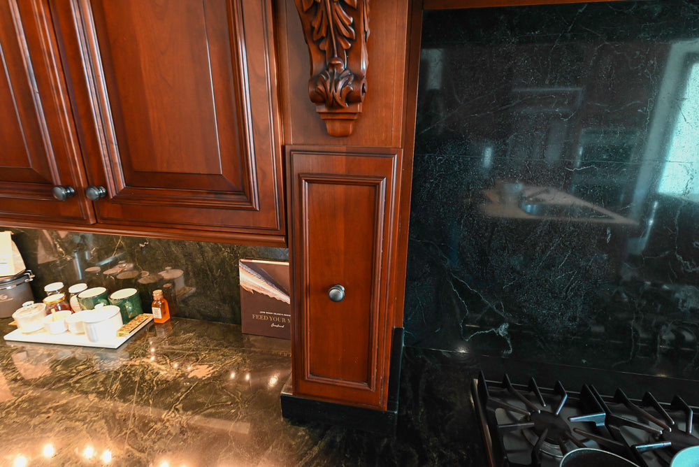 Wood-Mode Traditional Wooden Kitchen with Island, Granite Countertops & Luxe Appliances