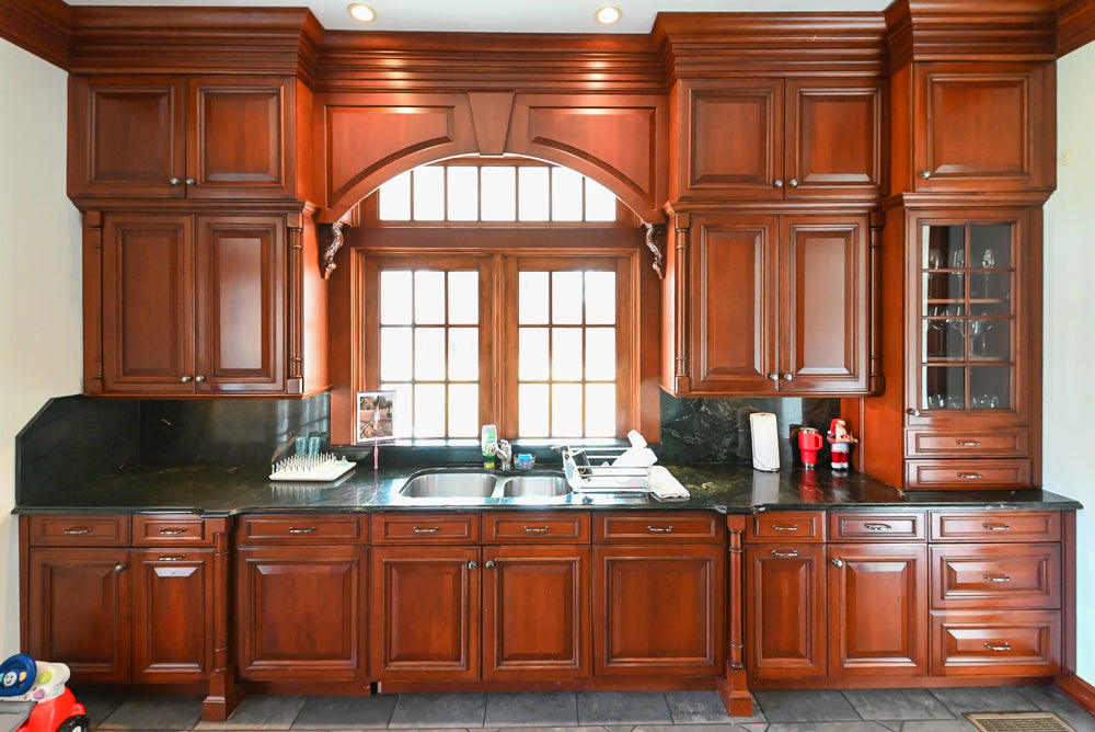 Wood-Mode Traditional Wooden Kitchen with Island, Granite Countertops & Luxe Appliances