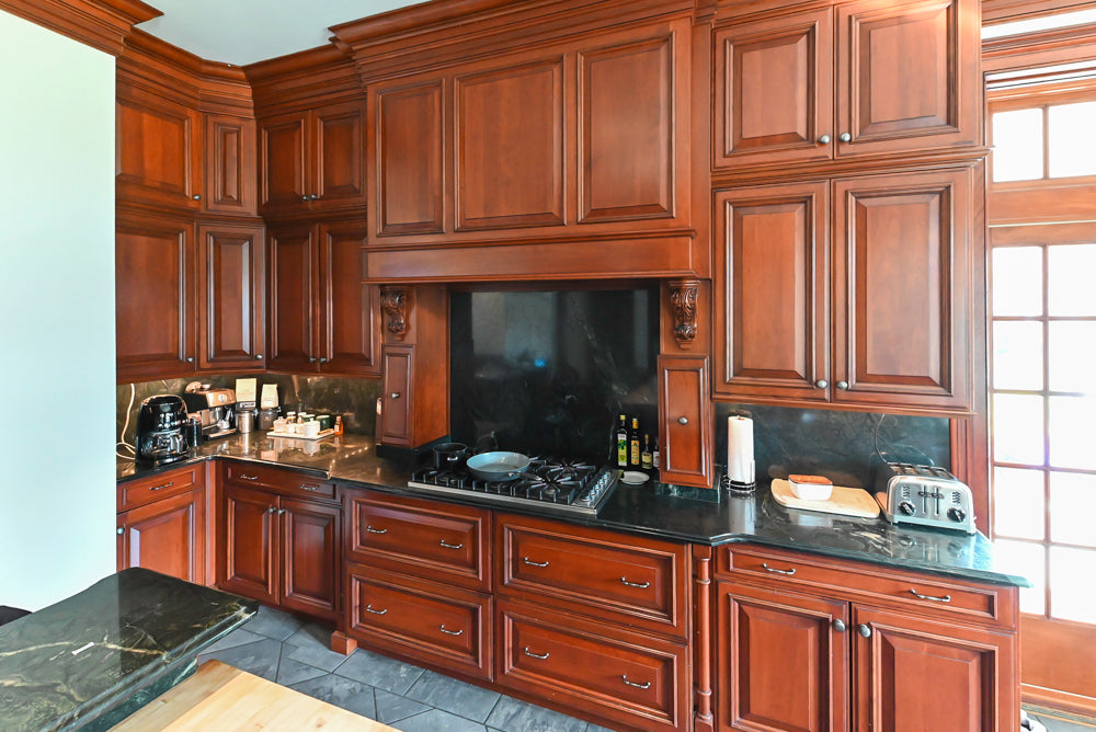 Wood-Mode Traditional Wooden Kitchen with Island, Granite Countertops & Luxe Appliances