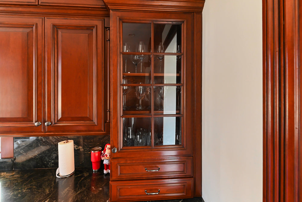 Wood-Mode Traditional Wooden Kitchen with Island, Granite Countertops & Luxe Appliances