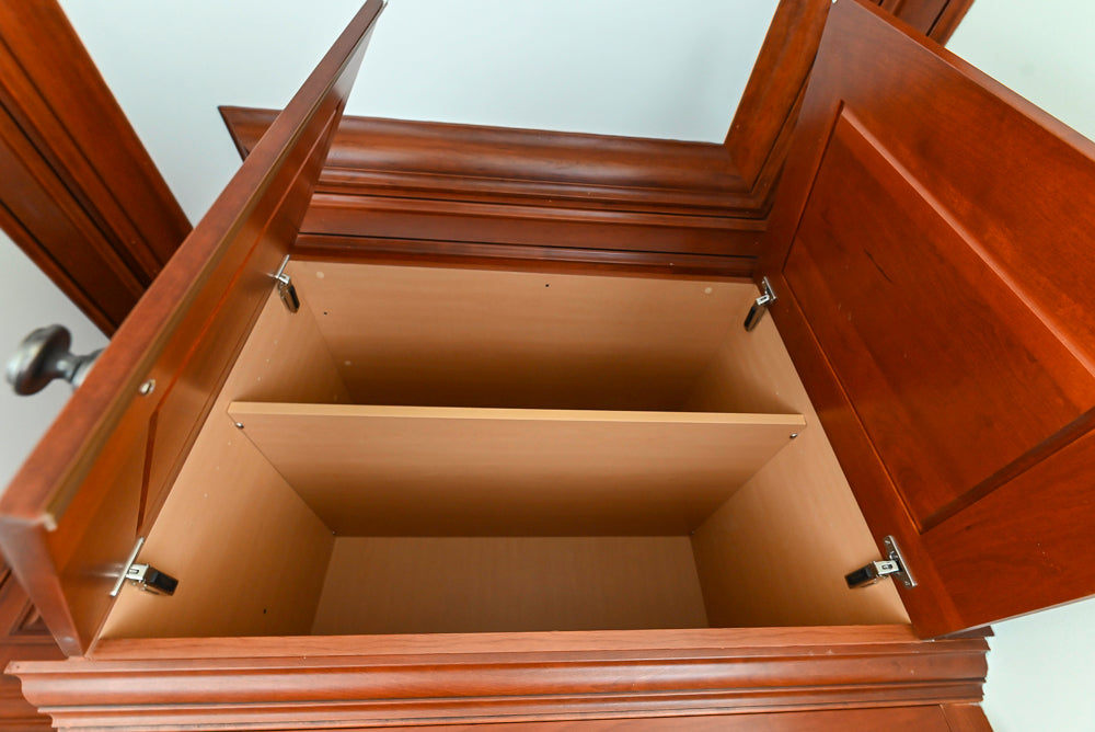 Wood-Mode Traditional Pantry with Dark Granite Countertop & Sub-Zero Refrigerator