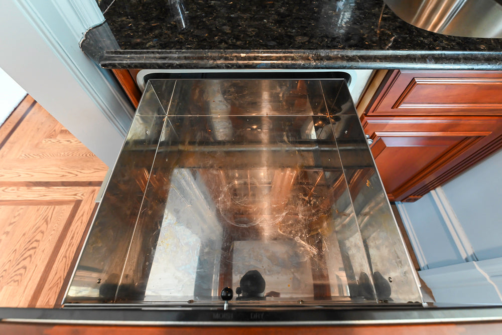 Wood-Mode Traditional Wet Bar with Dark Granite Countertops & Sub-Zero Wine Cooler