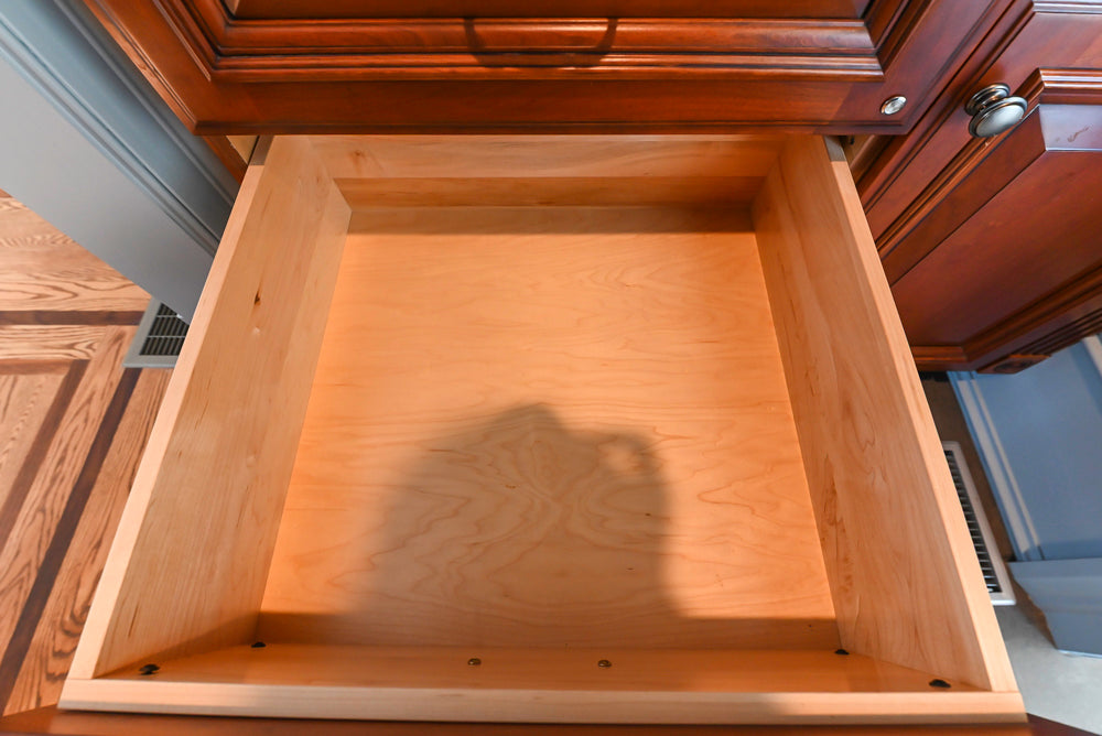 Wood-Mode Traditional Wet Bar with Dark Granite Countertops & Sub-Zero Wine Cooler