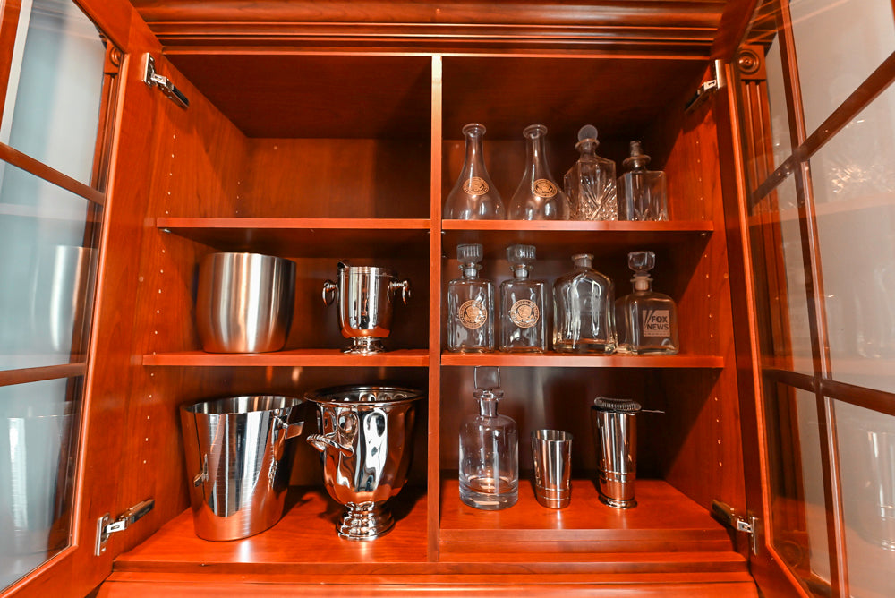 Wood-Mode Traditional Wet Bar with Dark Granite Countertops & Sub-Zero Wine Cooler