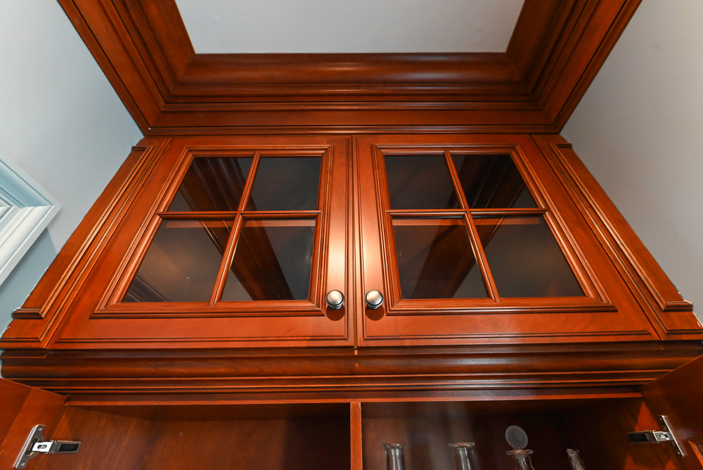 Wood-Mode Traditional Wet Bar with Dark Granite Countertops & Sub-Zero Wine Cooler