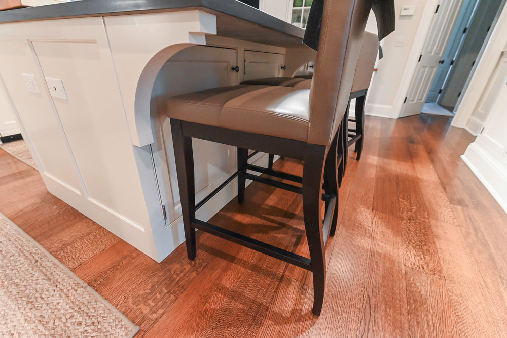 Large Traditional White Kitchen with Island, Stone Countertops & Desk Area