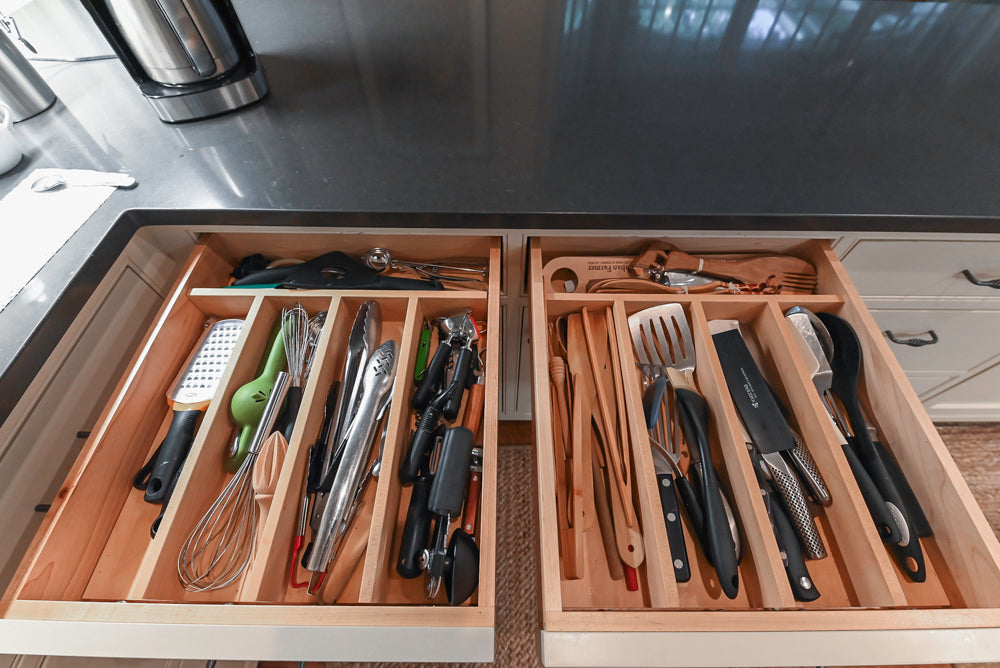 Large Traditional White Kitchen with Island, Stone Countertops & Desk Area