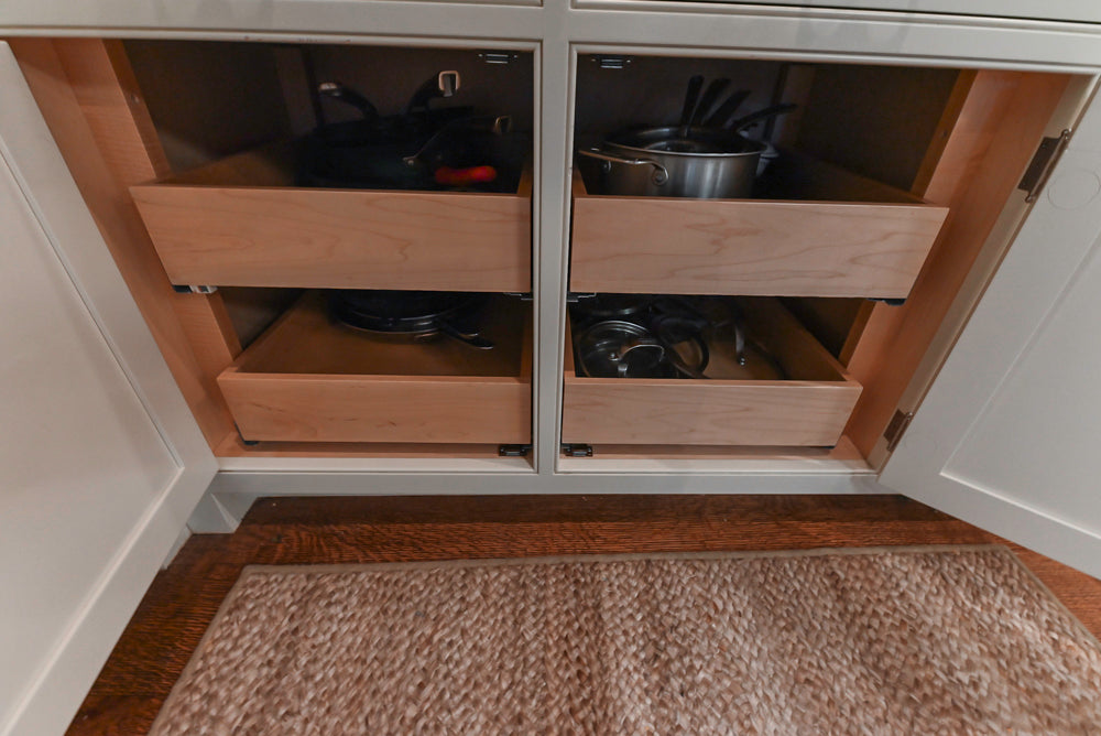 Large Traditional White Kitchen with Island, Stone Countertops & Desk Area