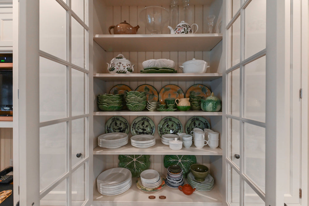 Large Traditional White Kitchen with Island, Stone Countertops & Desk Area