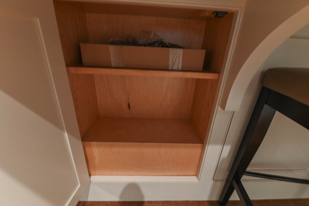 Large Traditional White Kitchen with Island, Stone Countertops & Desk Area