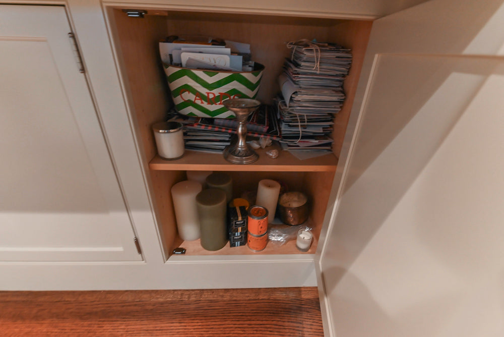 Large Traditional White Kitchen with Island, Stone Countertops & Desk Area