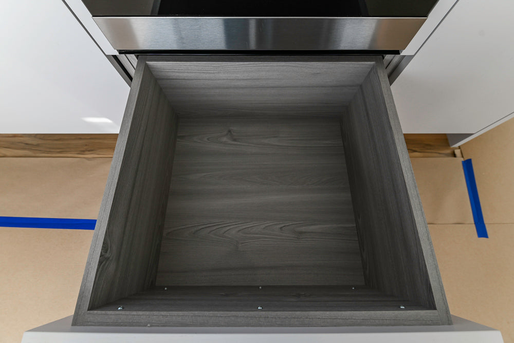 Large White Modern Kitchen with Island and Quartz Countertops