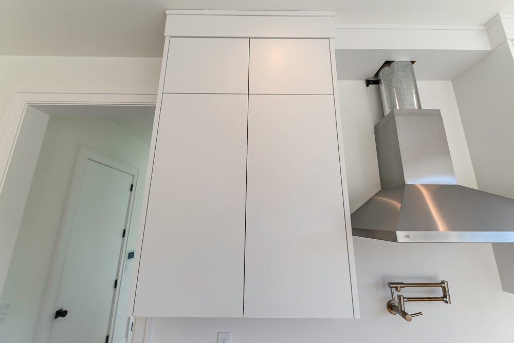 Large White Modern Kitchen with Island and Quartz Countertops