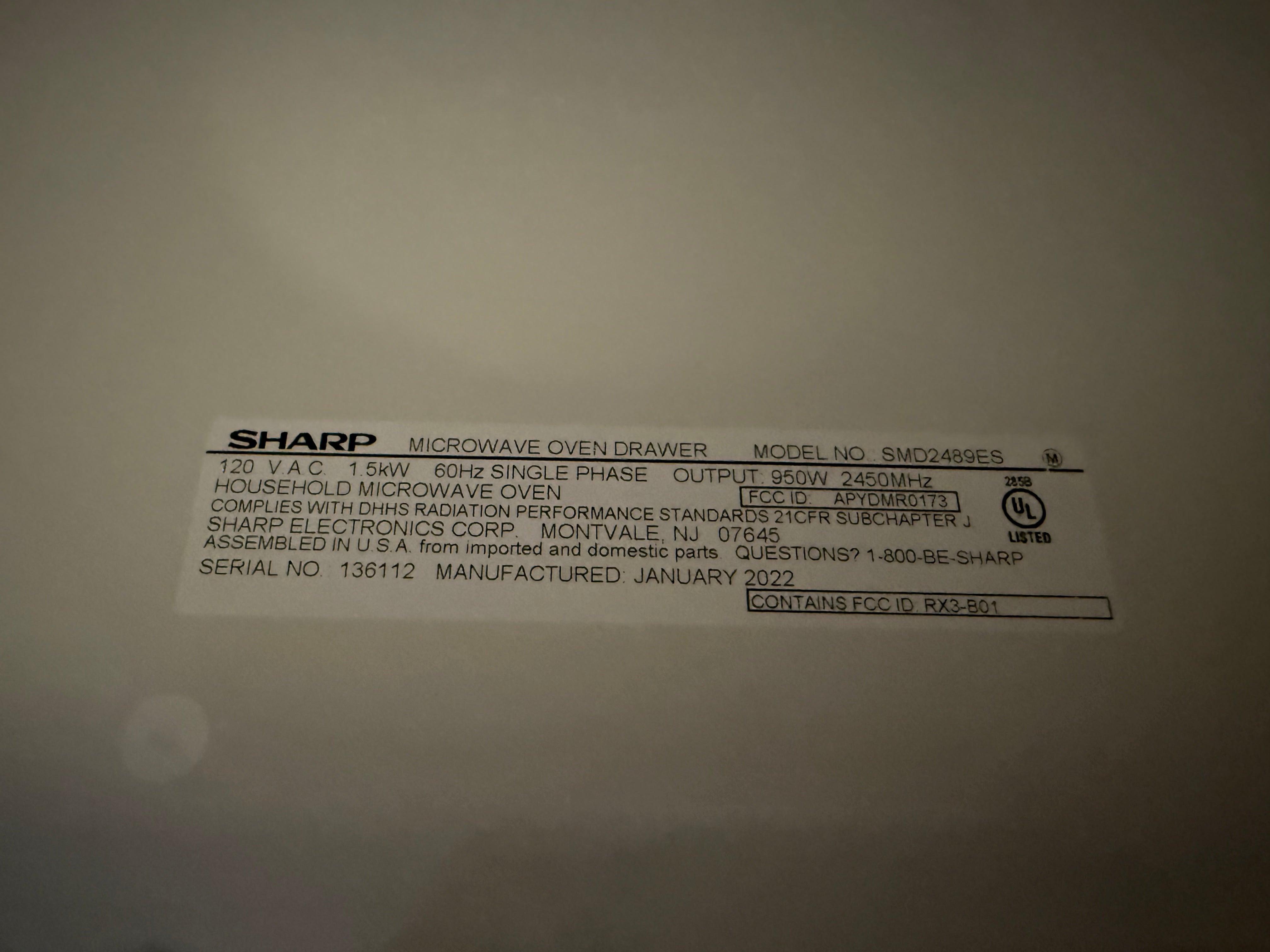 Sharp SMD2489ES 24" Stainless Steel Microwave Drawer