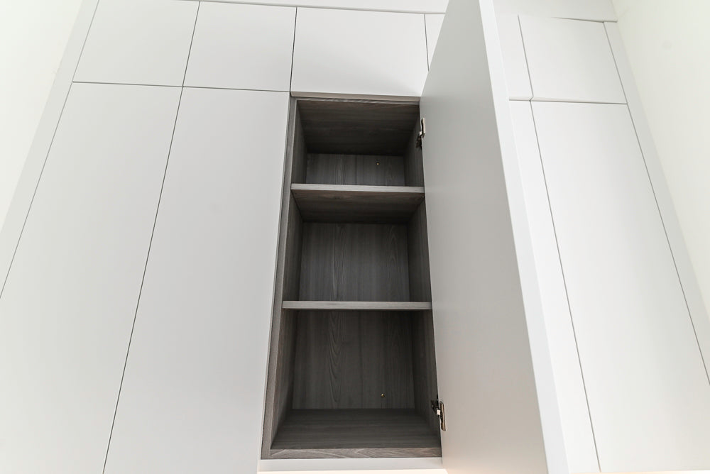 Modern White Butler's Pantry with Sink and Quartz Countertops