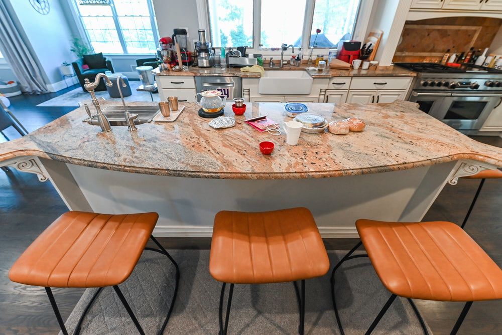 Schrock Traditional Cream Kitchen with Island and Granite Countertops