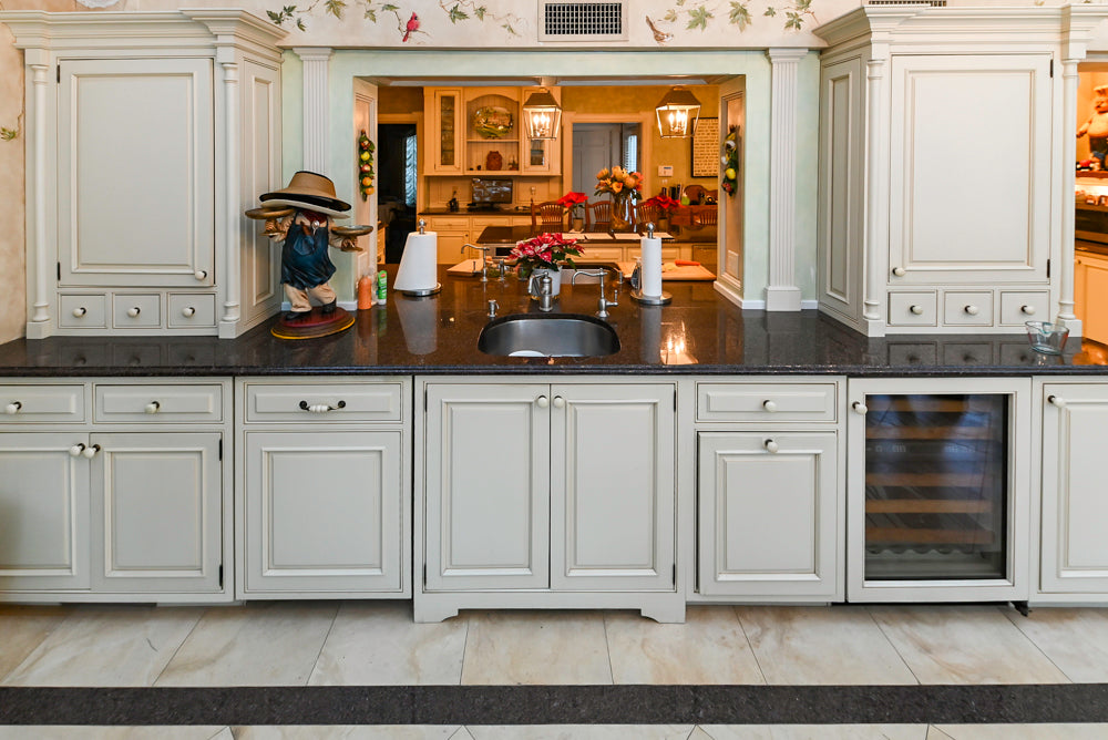 Form LTD Traditional Complete White Cream Wet Bar with Granite Countertops