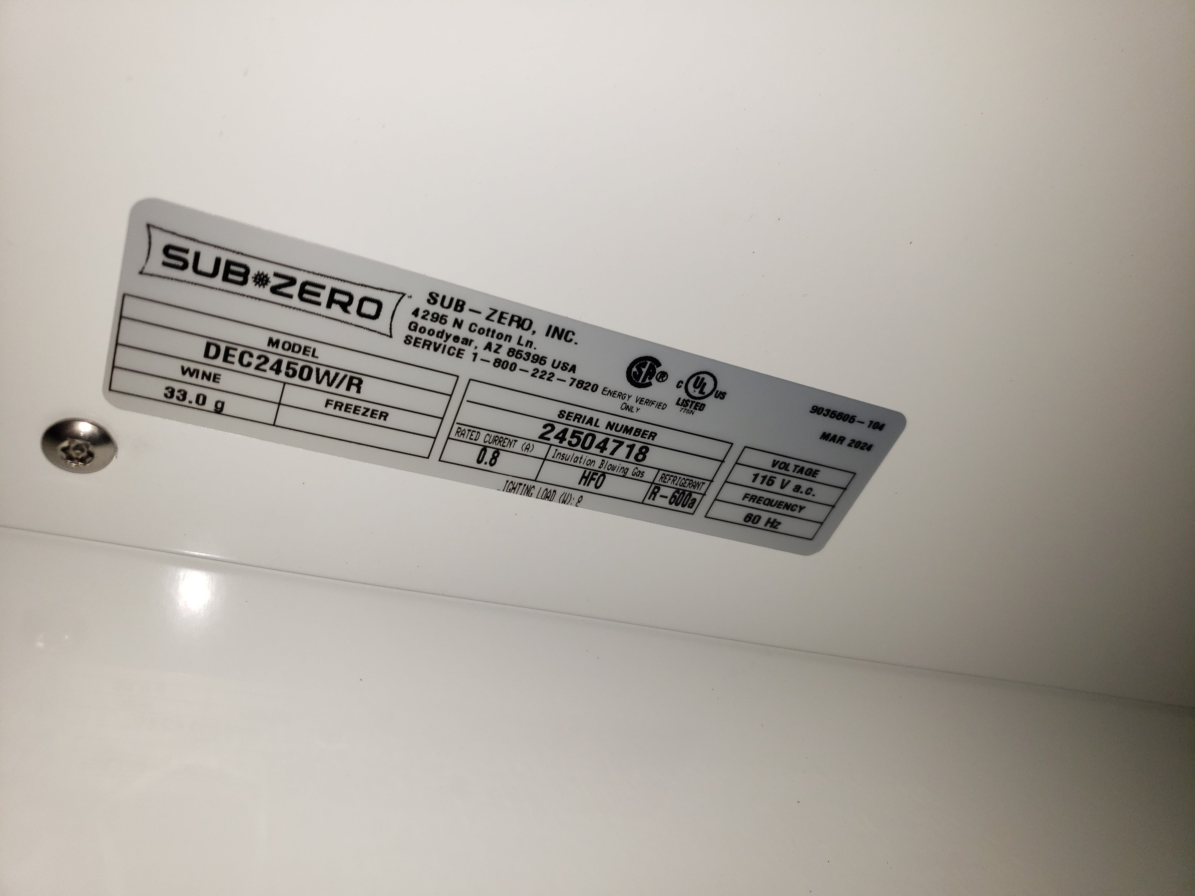 Sub-Zero DEC2450W 24" Panel Ready Dual Zone Smart Tall Wine Cooler