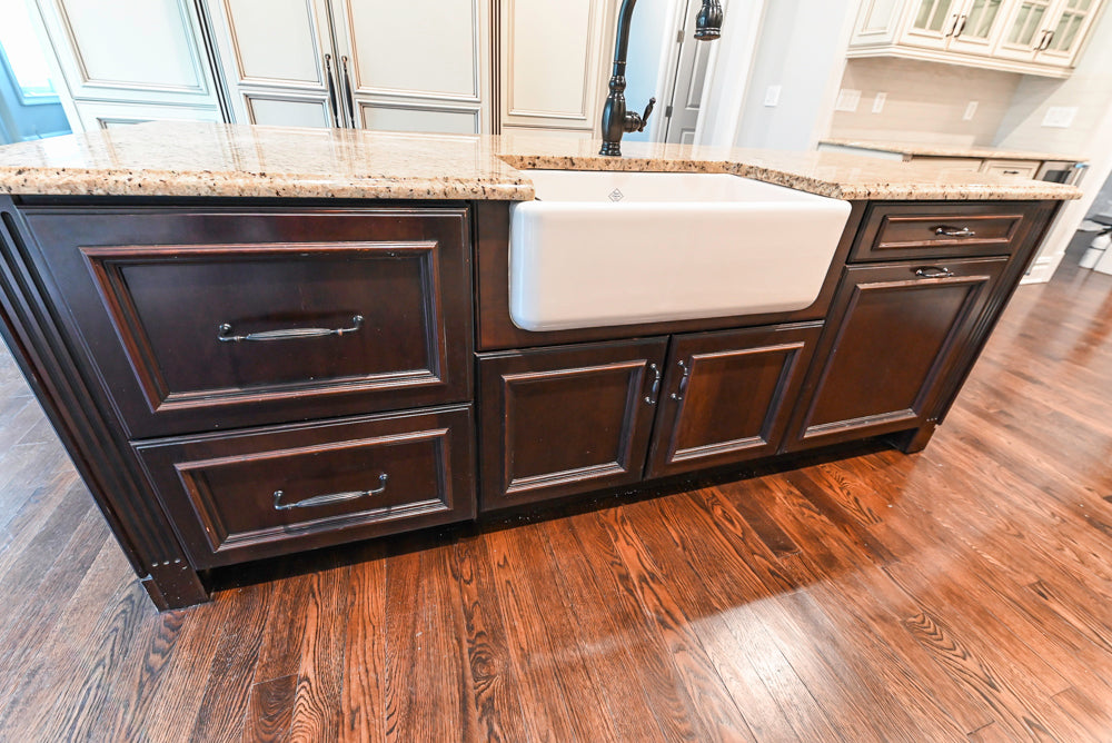 Kitchen Craft Traditional White Kitchen with Island, Granite Countertops and Appliances