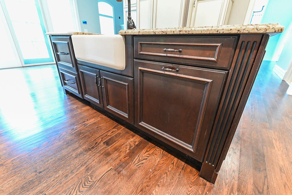 Kitchen Craft Traditional White Kitchen with Island, Granite Countertops and Appliances
