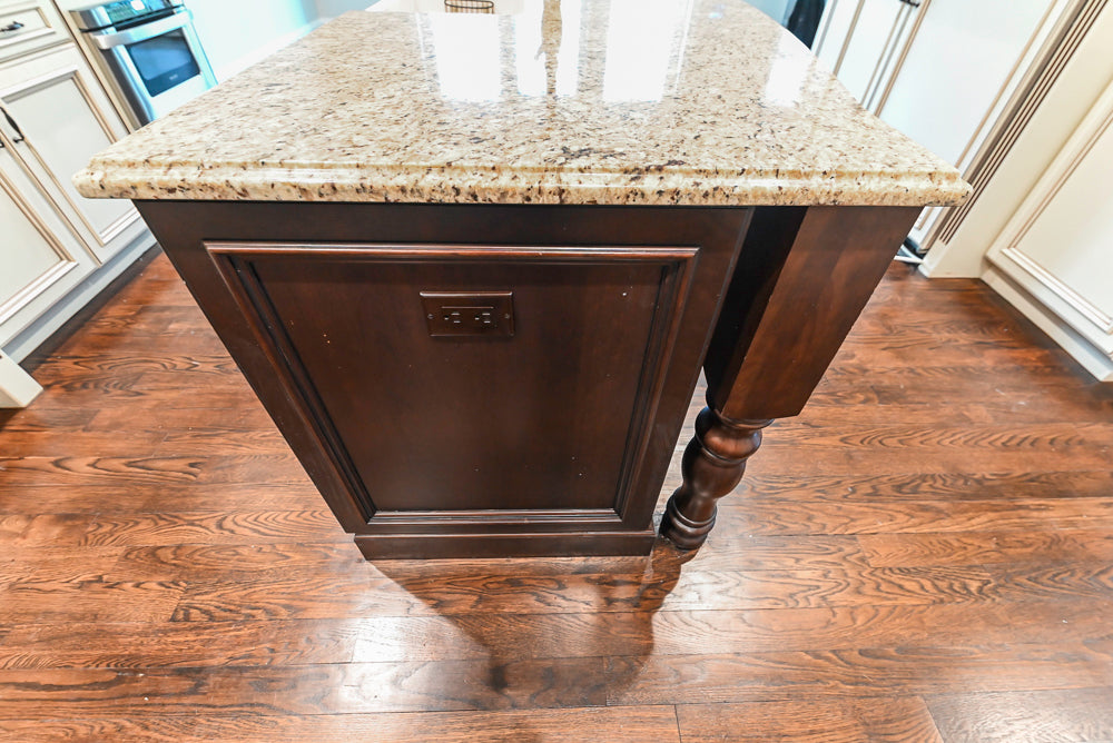Kitchen Craft Traditional White Kitchen with Island, Granite Countertops and Appliances