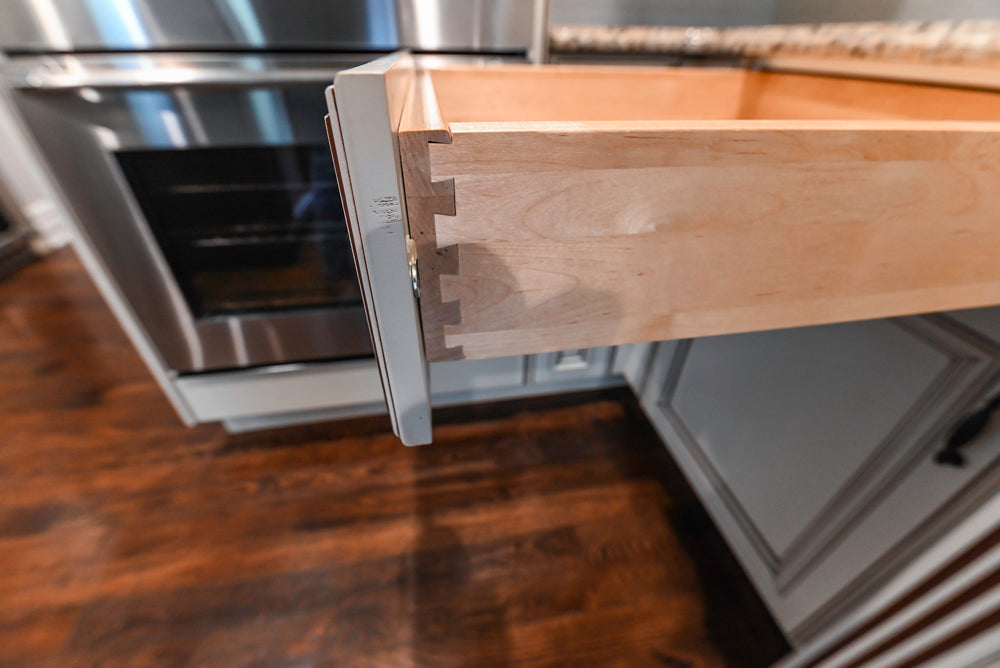 Kitchen Craft Traditional White Kitchen with Island, Granite Countertops & Appliances