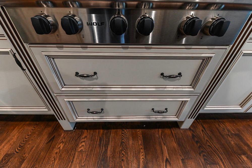 Kitchen Craft Traditional White Kitchen with Island, Granite Countertops & Appliances