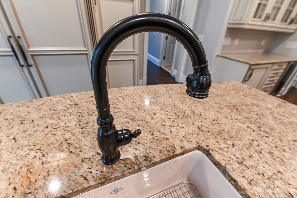 Kitchen Craft Traditional White Kitchen with Island, Granite Countertops & Appliances