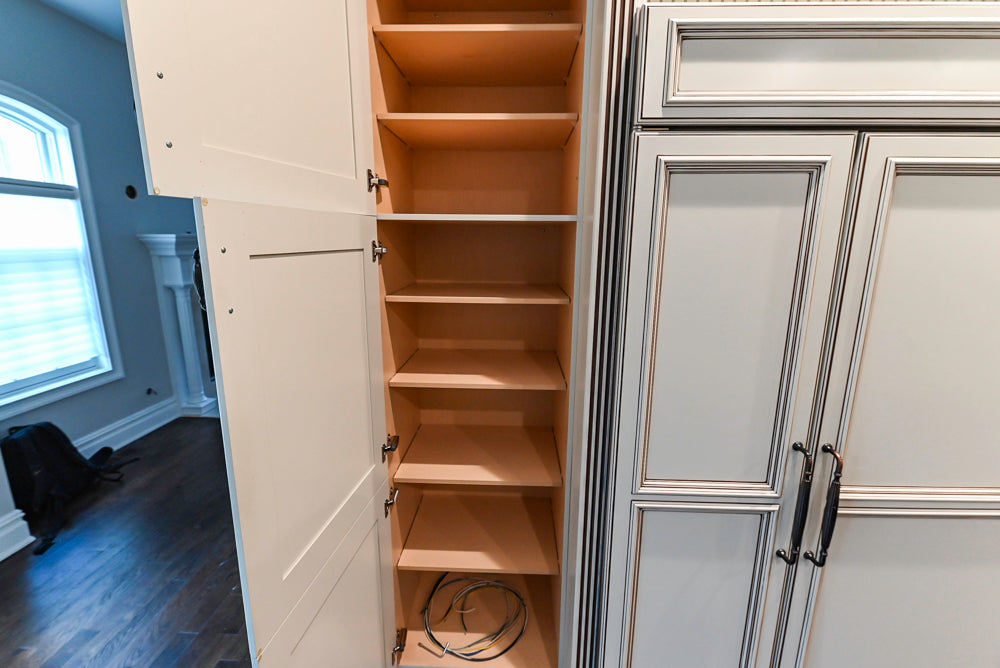 Kitchen Craft Traditional White Kitchen with Island, Granite Countertops & Appliances