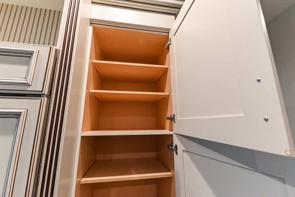 Kitchen Craft Traditional White Kitchen with Island, Granite Countertops & Appliances