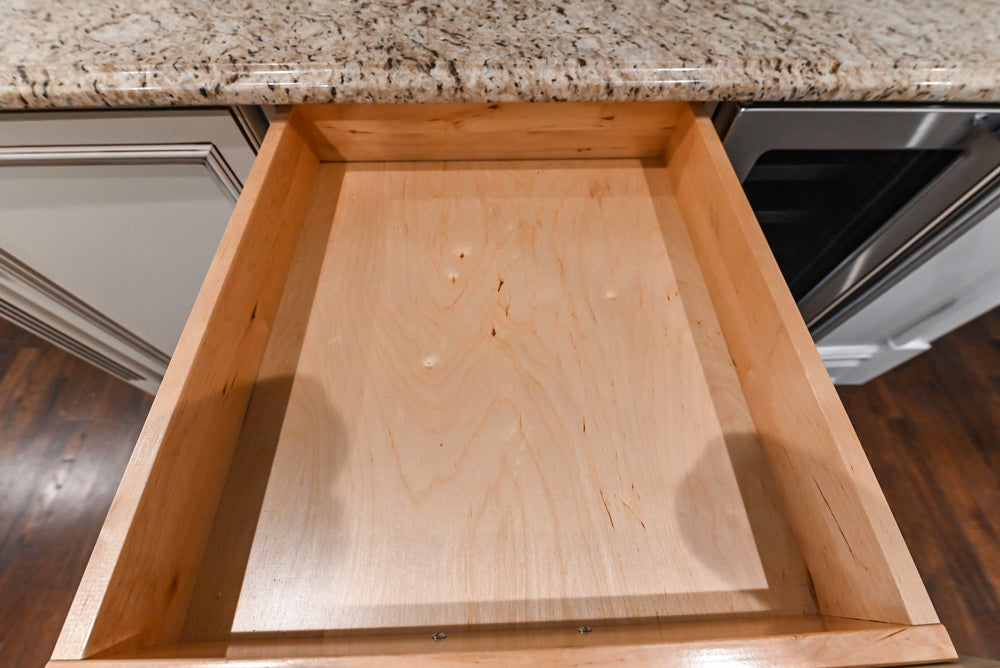 Kitchen Craft Traditional White Kitchen with Island, Granite Countertops & Appliances