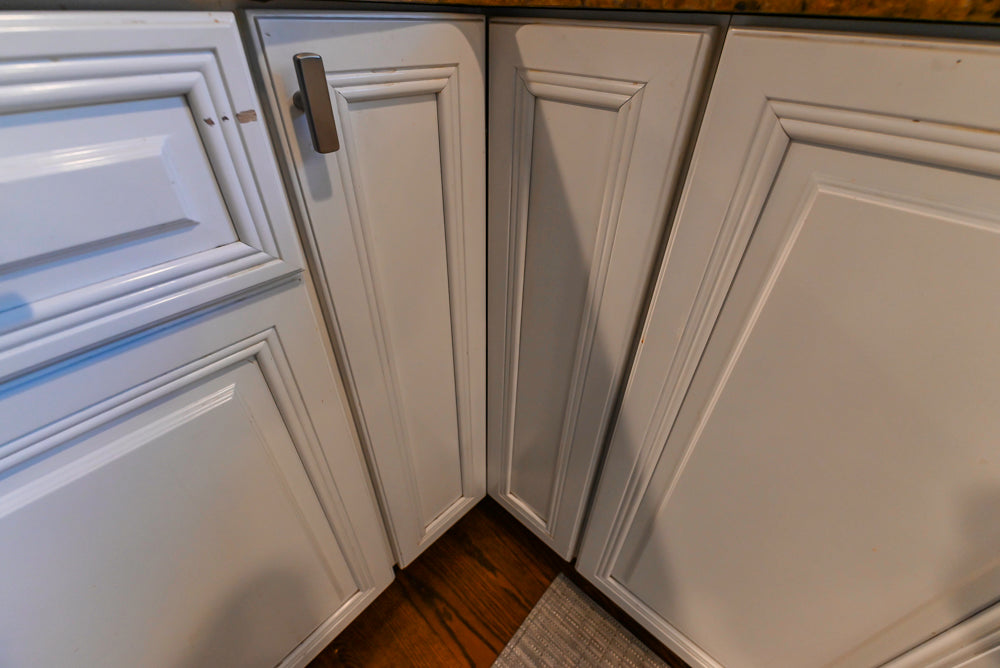 Traditional White Kitchen with Desk Area