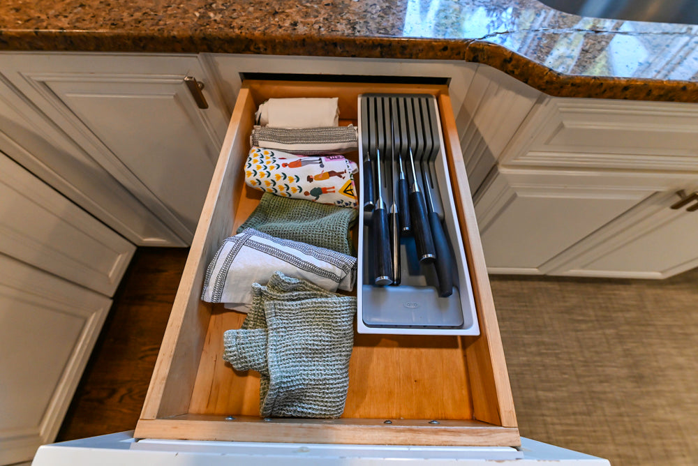 Traditional White Kitchen with Desk Area