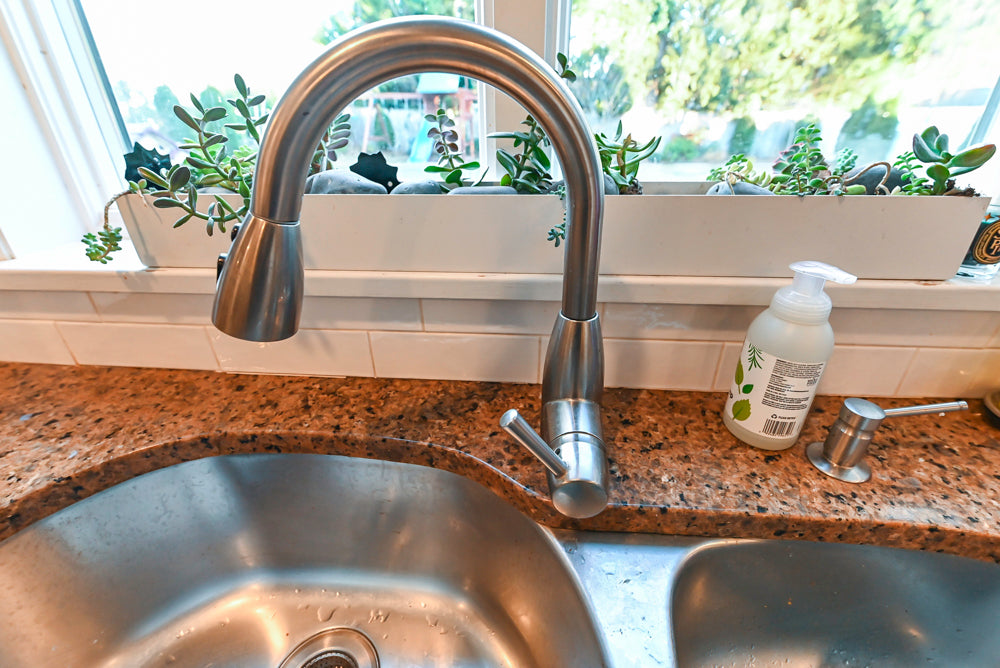 Traditional White Kitchen with Desk Area