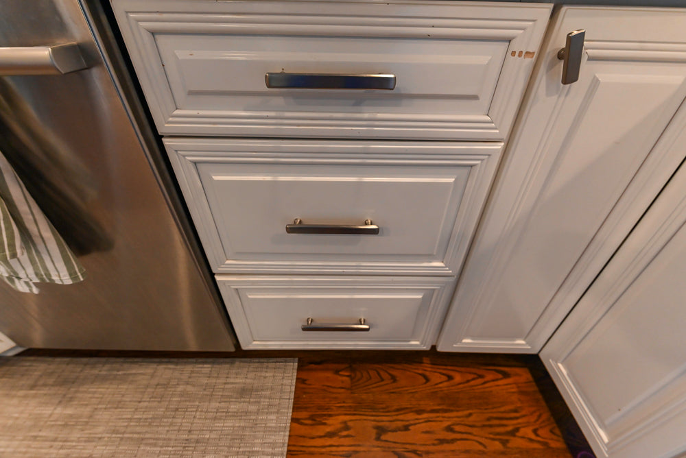 Traditional White Kitchen with Desk Area