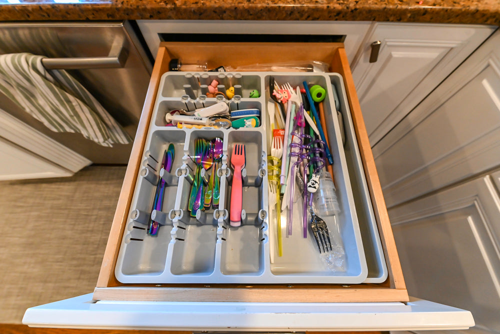 Traditional White Kitchen with Desk Area