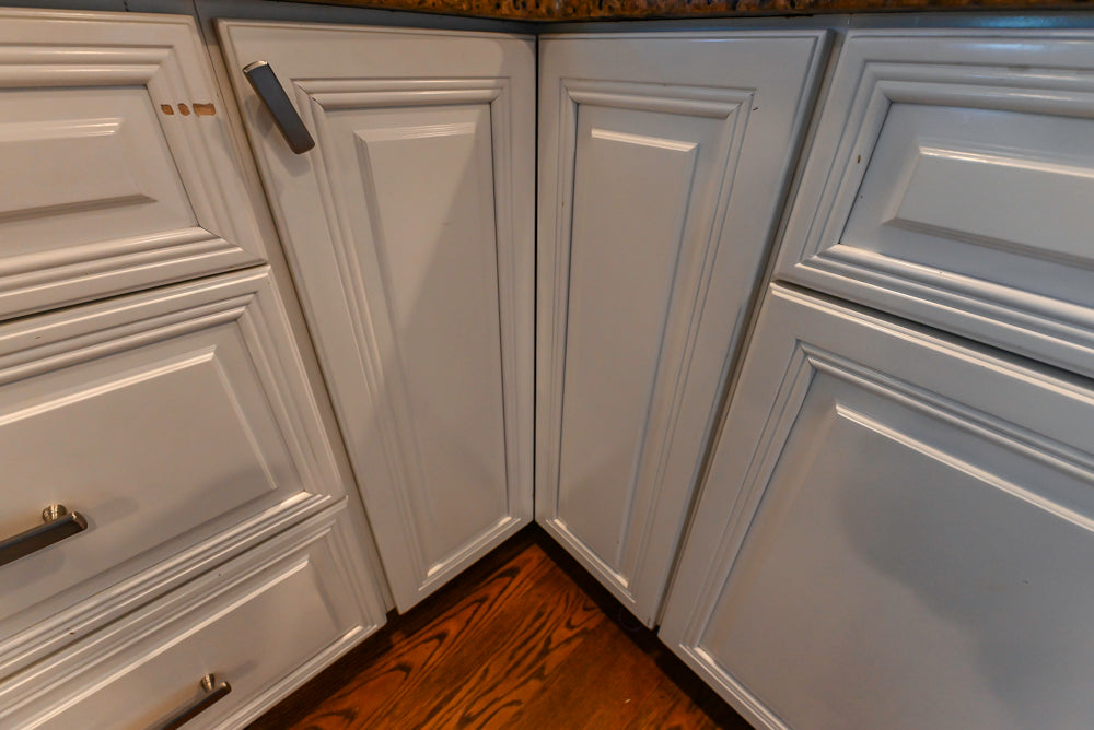 Traditional White Kitchen with Desk Area