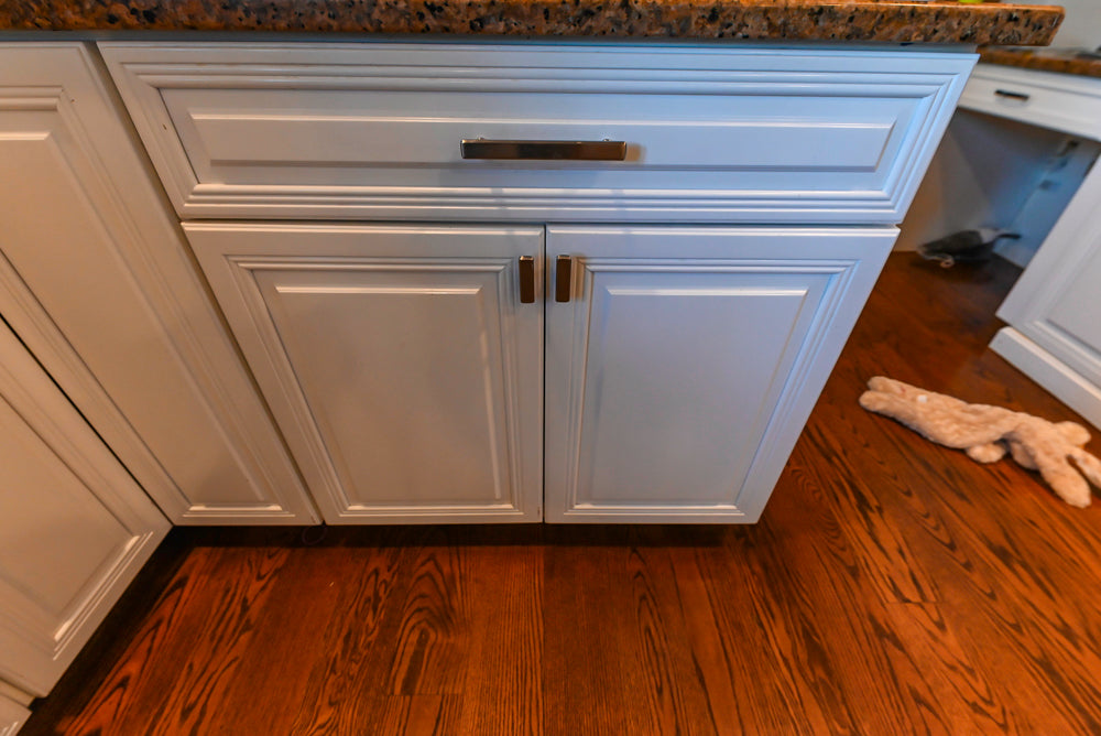 Traditional White Kitchen with Desk Area