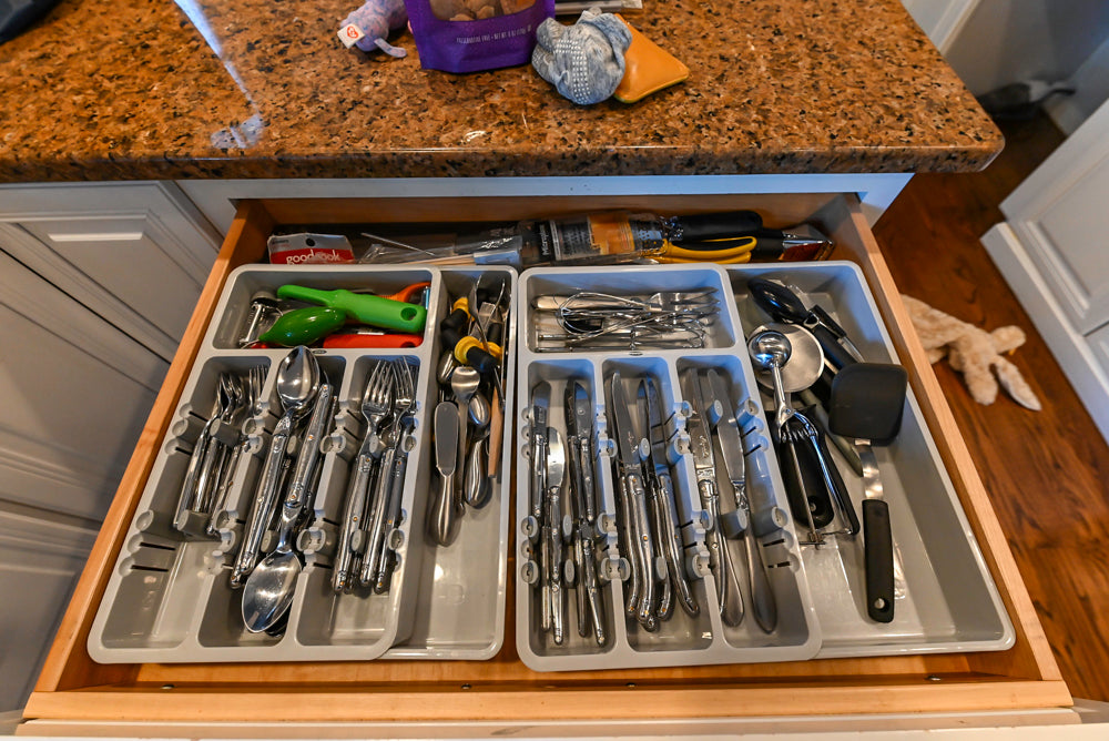 Traditional White Kitchen with Desk Area