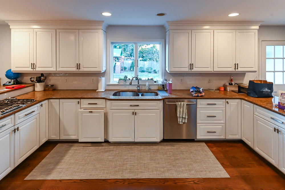 Traditional White Kitchen with Desk Area, Granite Countertops & Thermador Appliances